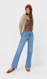 Stradivarius Топ С Пайетками И Сборкой Женская Коллекция Цвет Темной Верблюжьей Шерсти Xs