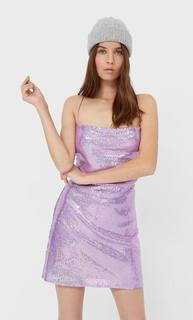 Stradivarius Короткое Платье С Пайетками Женская Коллекция Multicolor S
