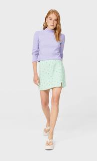 Stradivarius Укороченный Топ Soft Touch Женская Коллекция Сиреневый S