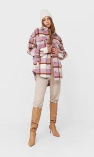 Stradivarius Куртка Рубашечного Кроя В Клетку Женская Коллекция Multicolor S