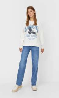 Stradivarius Толстовка С Вышивкой Женская Коллекция Цвет Небеленого Полотна Xl