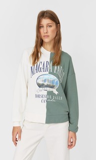 Stradivarius Толстовка С Вышивкой Женская Коллекция Зеленый Xl