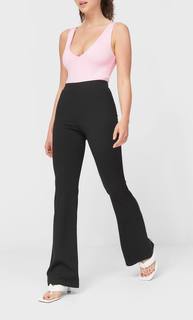 Stradivarius Однотонные Трикотажные Брюки Клеш Женская Коллекция Черный S