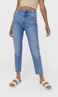 Stradivarius Джинсы Mom Fit Женская Коллекция Темный Деним 38