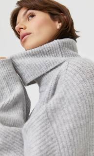 Stradivarius Свитер Оверсайз С Высоким Воротником Женская Коллекция Пестро-Серый S