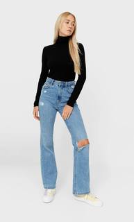 Stradivarius Свитер С Высоким Воротником Женская Коллекция Черный M