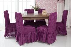 Чехлы на стулья с оборкой Venera "Chair cover", цвет: фиолетовый, комплект 6 шт