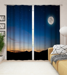 Фотошторы, Сирень, "Луна над горами", блэкаут, 145х260см