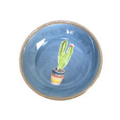 Одинарная миска для любое животное TarHong, Cactus, меламин, голубая с рисунком, 0.18 л