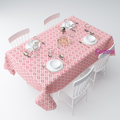 Скатерть, СИРЕНЬ, Красные этнические ромбы, 145х120см