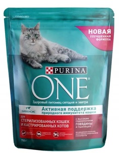 Сухой корм для кошек Purina One, для стерилизованных, говядина и пшеница, 0,75кг