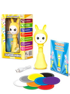 Музыкальная развивающая и обучающая игрушка-погремушка BertToys Умный Зайчик Няня желтый