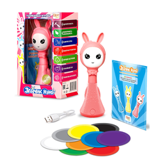 Музыкальная развивающая и обучающая игрушка-погремушка BertToys Умный Зайчик Няня розовый