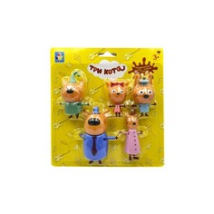 Игровой набор 1TOY Три кота Коржик, Карамелька, Компот, Мама и Папа