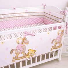 Борт в кроватку Крошкин дом Я люблю свою лошадку, розовый