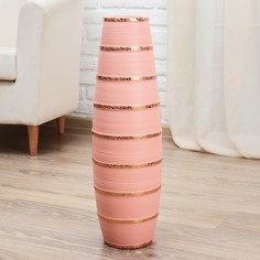 Ваза керамика напольная "Геометрия люкс" 11,5*60 см, полосы, розовая No Brand