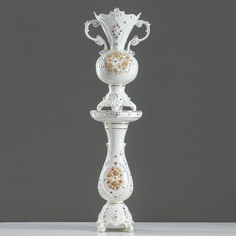 Ваза напольная "Ромашка" на колонне, белая, камни, 130 см Керамика ручной работы