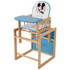 Стул-трансформер детский Polini kids Disney baby 255 Микки Маус, натуральный-бирюзовый