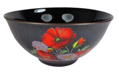 Салатник "Мак"(черный фон) 1,0л 1шт. Солнечногорская керамика