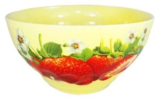 Салатник "Клубничка" 1,0л 1шт. (бежевый фон) Солнечногорская керамика