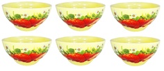 Набор салатников "Клубничка" 1,0л 6шт. (бежевый фон) Солнечногорская керамика