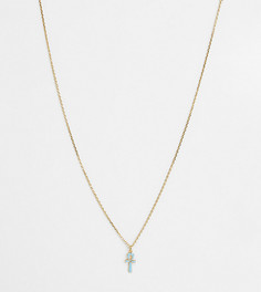 Позолоченное ожерелье с подвеской в виде египетского креста с голубой эмалью Serge DeNimes-Золотистый