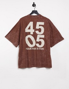 Оversize-футболка в стиле унисекс с эффектом кислотной стирки ASOS 4505-Коричневый цвет
