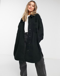 Черная куртка-рубашка из саржи ASOS DESIGN-Черный цвет