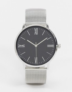 Серебристые мужские часы с сетчатым ремешком Topman-Серебристый