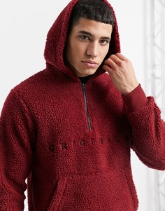 Коричнево-красный худи из искусственного меха «борг» Jack & Jones Originals