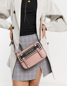 Светло-розовая сумка через плечо с шипованными ремешками Love Moschino-Розовый цвет