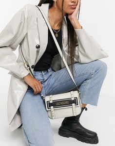 Сумка через плечо цвета слоновой кости с шипованными ремешками Love Moschino-Кремовый