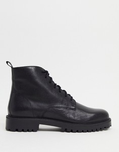Кожаные ботинки черного цвета на шнуровке и массивной подошве Walk London sean-Черный цвет