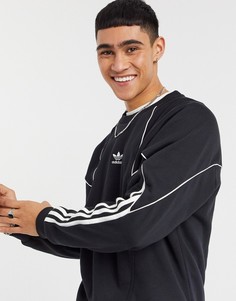 Черный свитшот с логотипом-трилистником на груди adidas Originals-Черный цвет