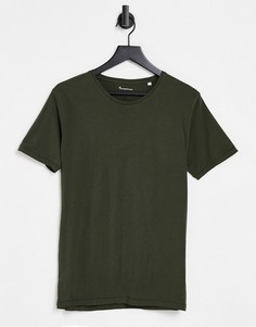 Футболка цвета хаки из органического хлопка Knowledge Cotton Apparel-Зеленый цвет