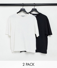 Набор из двух свободных футболок в стиле oversized черного и белого цвета Another Influence Tall-Многоцветный