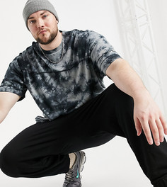 Серая футболка в стиле oversized из органического хлопка с полудлинными рукавами, принтом тай-дай и декоративными швами ASOS DESIGN Plus-Черный цвет
