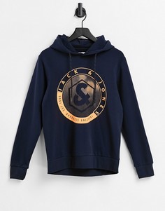 Темно-синий худи с логотипом-эмблемой Jack & Jones