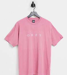Плотная розовая футболка с логотипом на груди Obey – эксклюзивно для ASOS-Розовый цвет