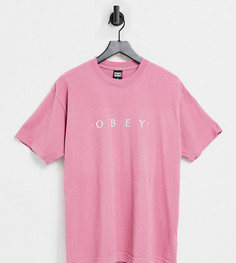 Плотная розовая футболка с логотипом на груди Obey – эксклюзивно для ASOS-Розовый цвет