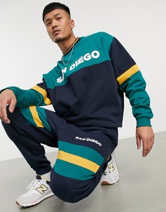 Темно-синие oversized-джоггеры с принтом "San Diego" на штанине от комплекта ASOS DESIGN-Темно-синий