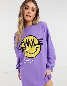 Ярко-фиолетовое платье-свитшот мини с принтом ASOS DESIGN-Фиолетовый