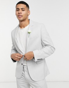 Льдисто-серый фактурный пиджак супероблегающего кроя ASOS DESIGN