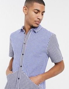 Рубашка с короткими рукавами в разноцветную клетку Native Youth-Темно-синий