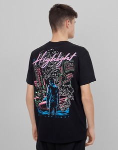 Черная футболка с принтом на спине "Highlight" Bershka-Черный