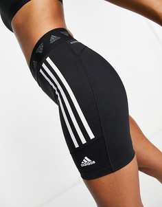 Черные короткие шорты с 3 полосками adidas Training 3 stripe-Черный цвет