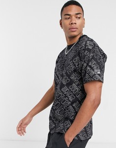 Черная футболка со сплошным принтом логотипа Versace Jeans Couture-Черный цвет