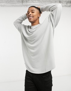 Серый oversized-свитшот из мягкой вискозы с ассиметричным низом ASOS DESIGN