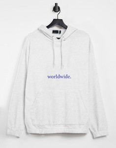 Oversized-худи с текстовым принтом на груди ASOS DESIGN-Белый
