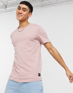 Розовая футболка с удлиненным закругленным краем Only & Sons-Розовый цвет